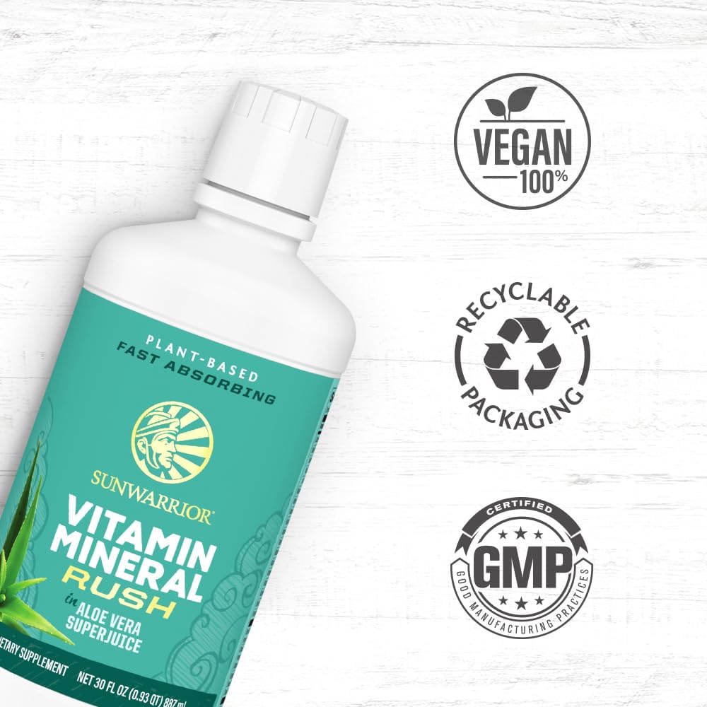 Sunwarrior Vitamin Mineral Rush - Liquid Multivitamin with Aloe Vera, 887 ml - görsel 5