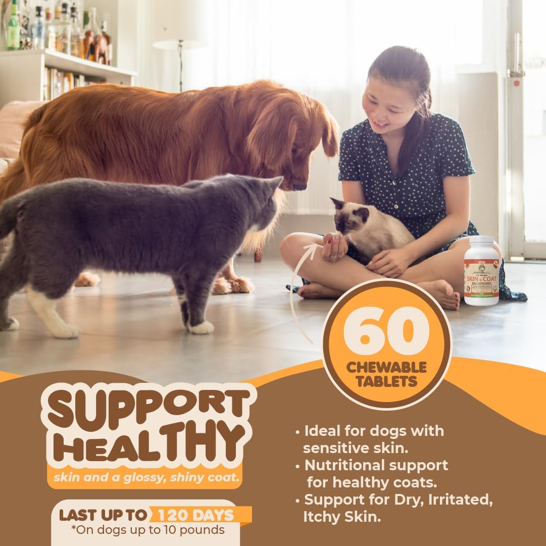 Skin and Coat Supplement with Fish Oil and Omega-3, 60 Tablets for Dogs and Cats - görsel 4