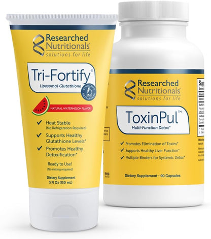 Researched Nutritionals Revitalized Detox Duo – Tri-Fortify Liposomal Glutathione & ToxinPul