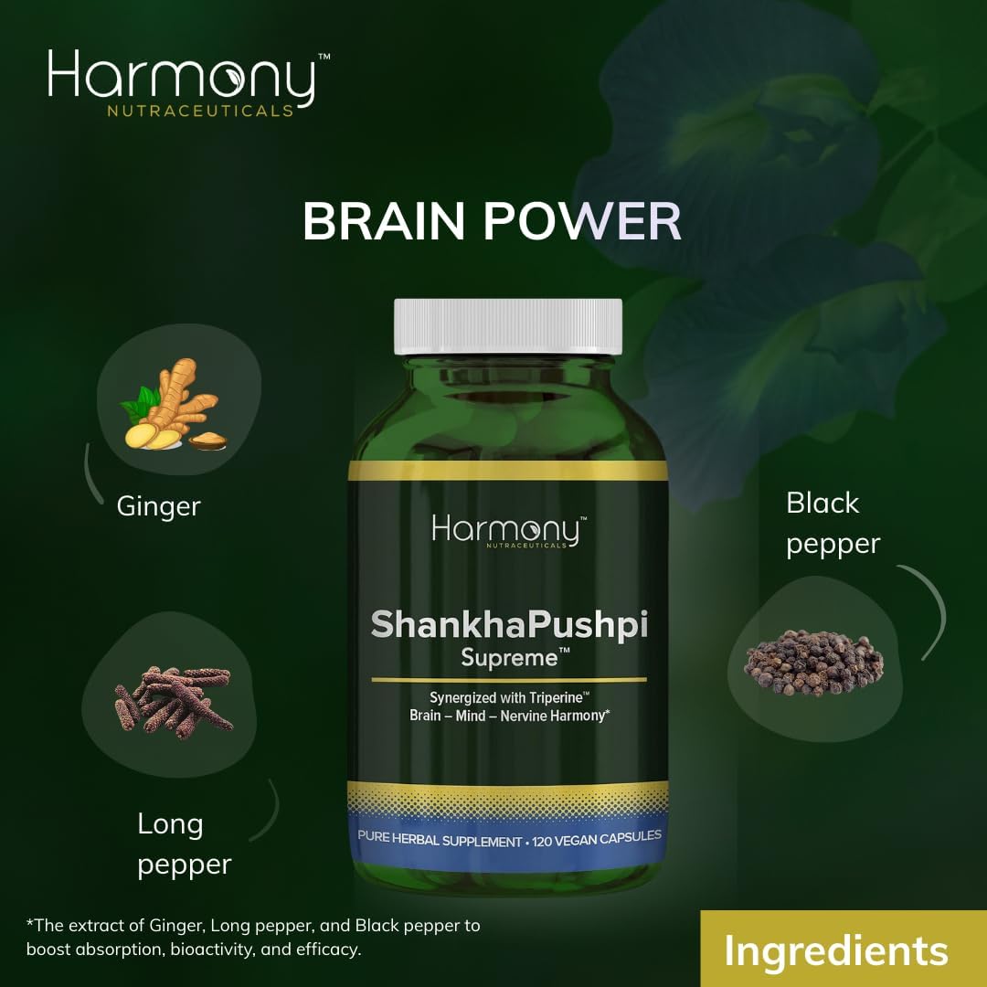 ShankhPushpi Supreme – Ayurvedic Brain and Mind Support – 120 Vegan Capsules - görsel 2