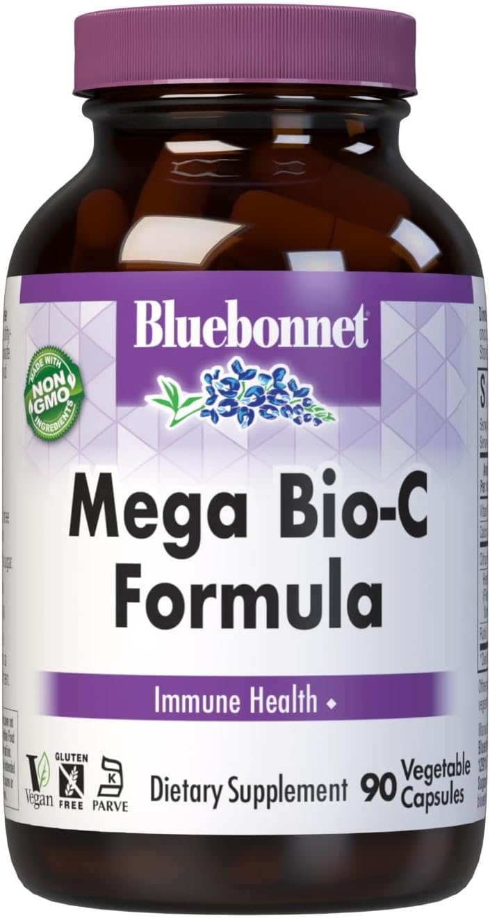 Bluebonnet Nutrition Mega Bio-C Formula – High Potency Buffered Vitamin C with Citrus Bioflavonoids and Rutin – 90 Vegetable Capsules - görsel 1