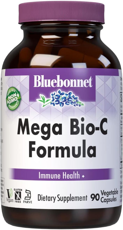 Bluebonnet Nutrition Mega Bio-C Formula – High Potency Buffered Vitamin C with Citrus Bioflavonoids and Rutin – 90 Vegetable Capsules