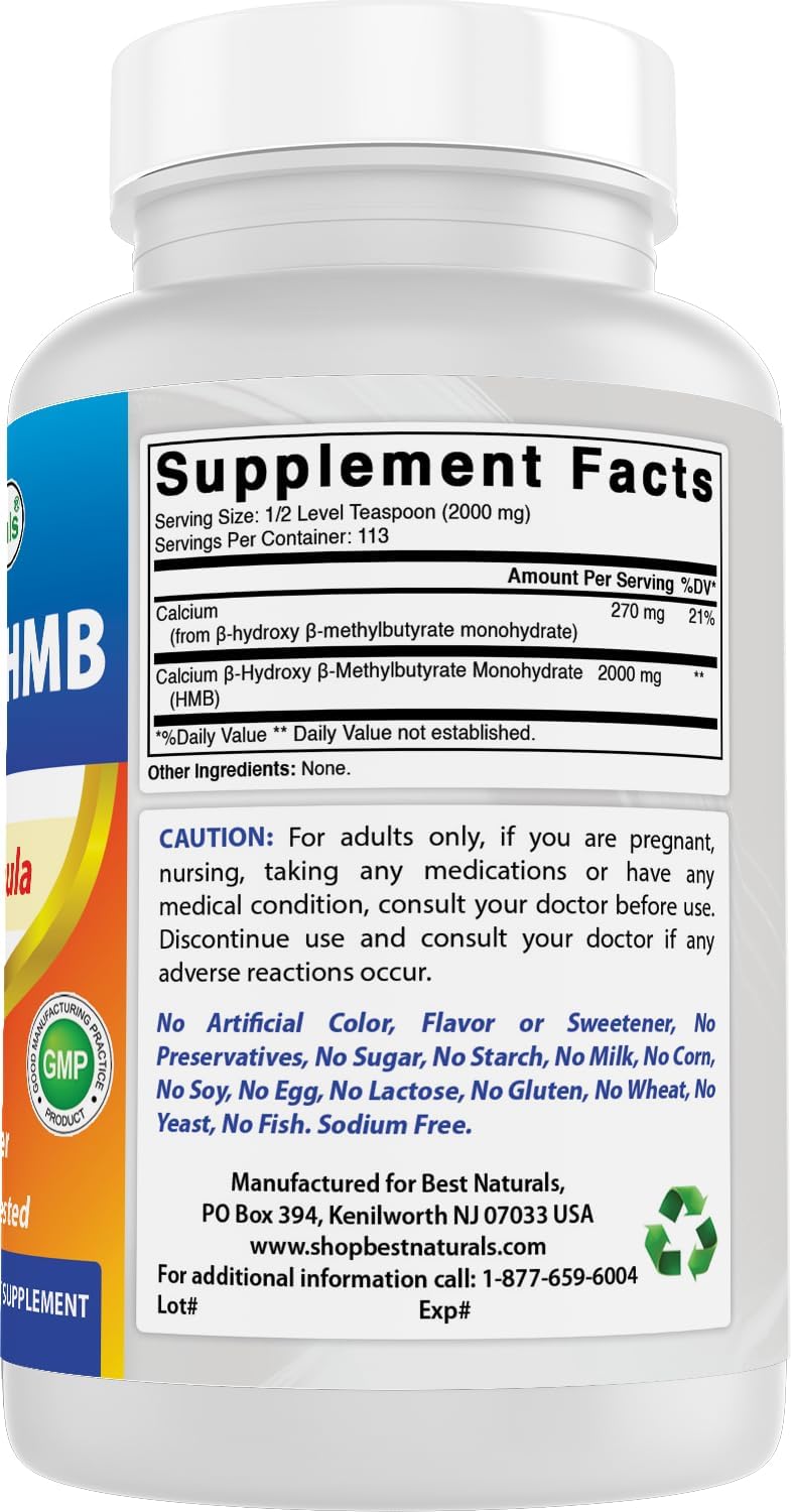 Best Naturals HMB (Beta-Hydroxy Beta-Methylbutyrate) Pure Powder 227g - görsel 6