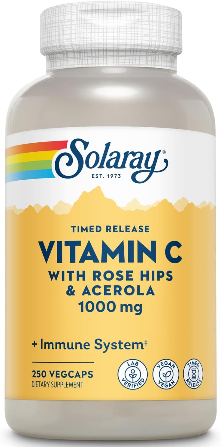 SOLARAY Vitamin C 1000mg - Time Release Capsules with Rose Hips & Acerola - görsel 1