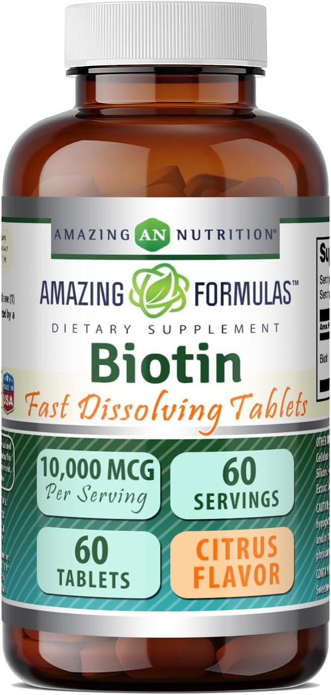 Amazing Formulae Biotin 10,000 mcg Fast Dissolve Tablets, 60 Count (Citrus) - görsel 1