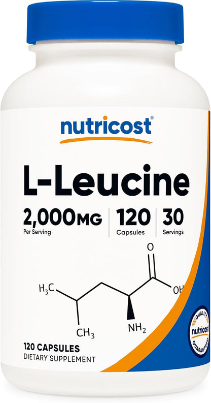 Nutricost L-Leucine 2000mg – 120 Vegan Capsules – Amino Acid Supplement
