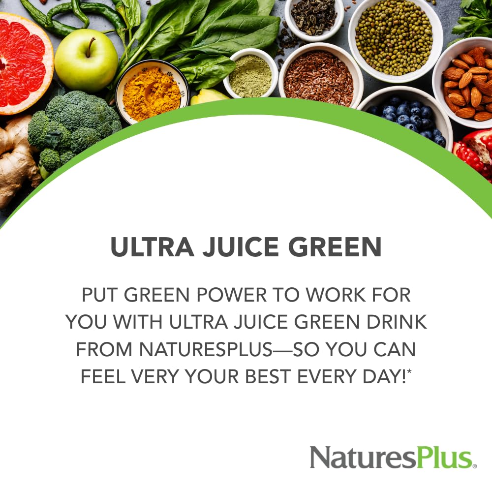 NaturesPlus Ultra Juice Green Drink - Organic Greens Powder, 30 Servings - görsel 2