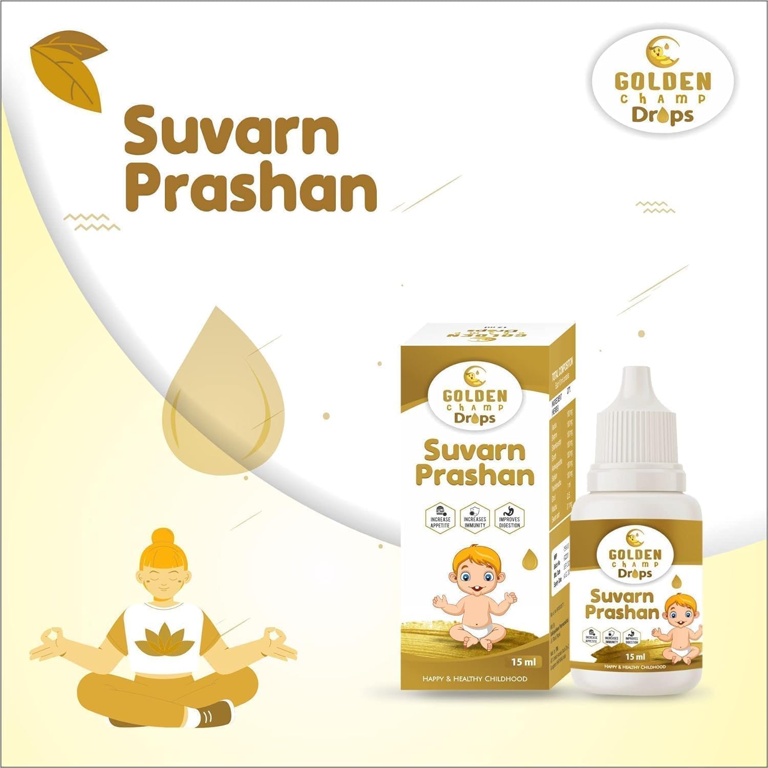 HENU Swarna Prashana Drops with Gold Ash - Ayurvedic Immune Support for Children (15 ml) - görsel 3