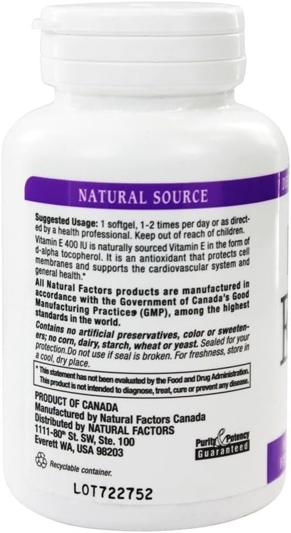Natural Factors Mixed Vitamin E 400 IU – with Mixed Tocopherols for Antioxidant Protection & Immune Function – 90 Softgels