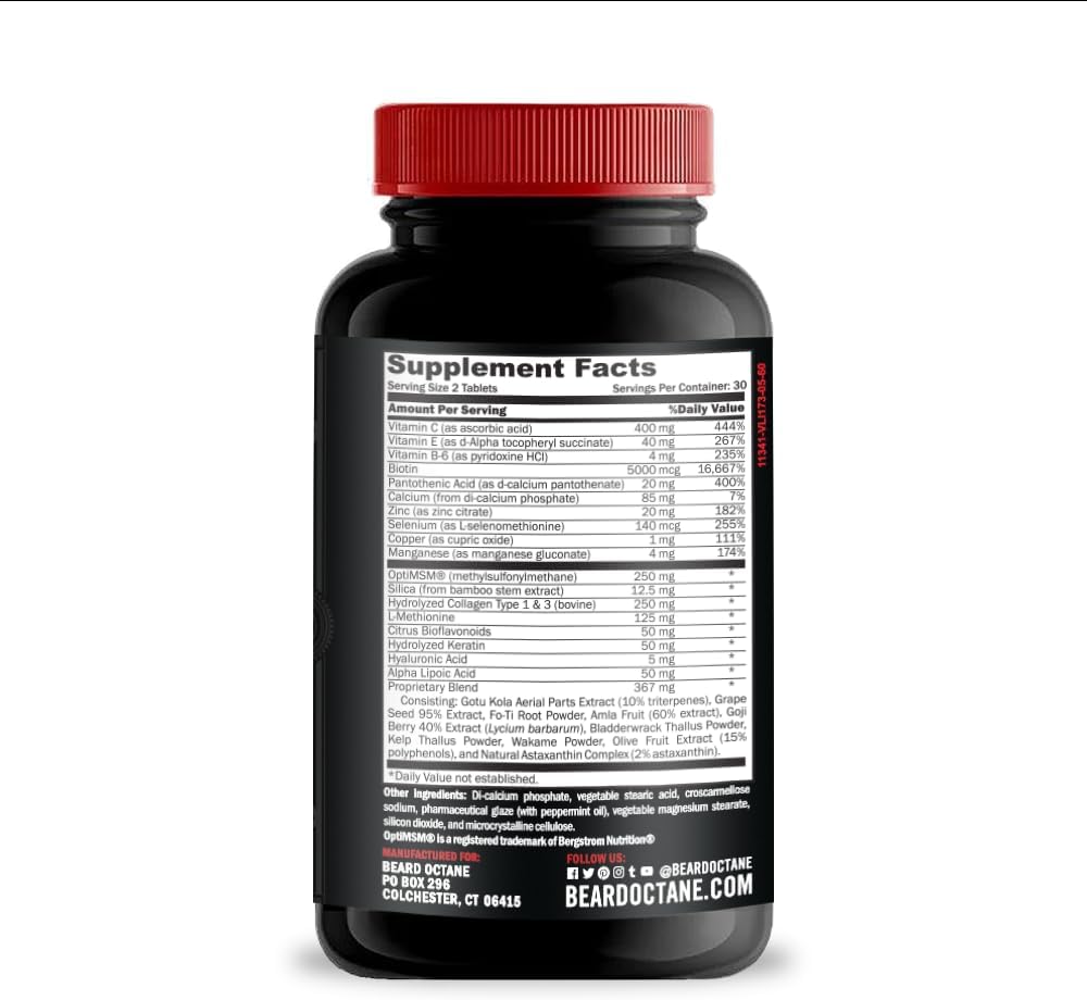Beard Octane Beard Fuel – Beard Growth Support Vitamins with Biotin and Collagen - görsel 3