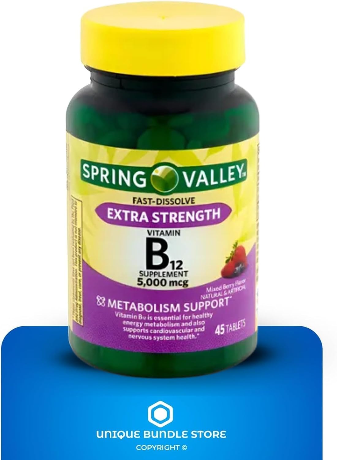 Extra Strength Vitamin B12 5000 mcg Fast Dissolve Tablets – Mixed Berry, 45 Tablets (Pack of 2) - görsel 5