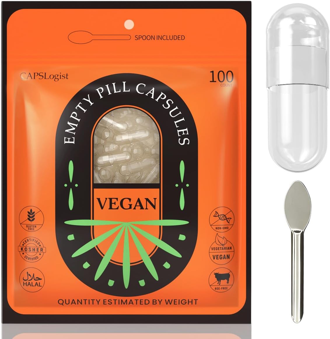CAPSLogist Empty Vegan Capsules Size 0 (500 Count) with Micro Lab Spoons – DIY Capsule Filling Kit - görsel 8