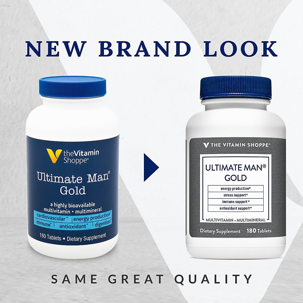 The Vitamin Shoppe Ultimate Man Multivitamin - Daily Men's Multivitamin with Key Vitamins & Minerals, Supports Energy and Overall Wellness, Gluten-free, Soya & Dairy-free, 180 Tablets - görsel 2