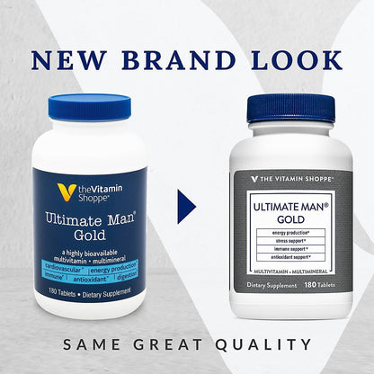 The Vitamin Shoppe Ultimate Man Multivitamin - Daily Men's Multivitamin with Key Vitamins & Minerals, Supports Energy and Overall Wellness, Gluten-free, Soya & Dairy-free, 180 Tablets