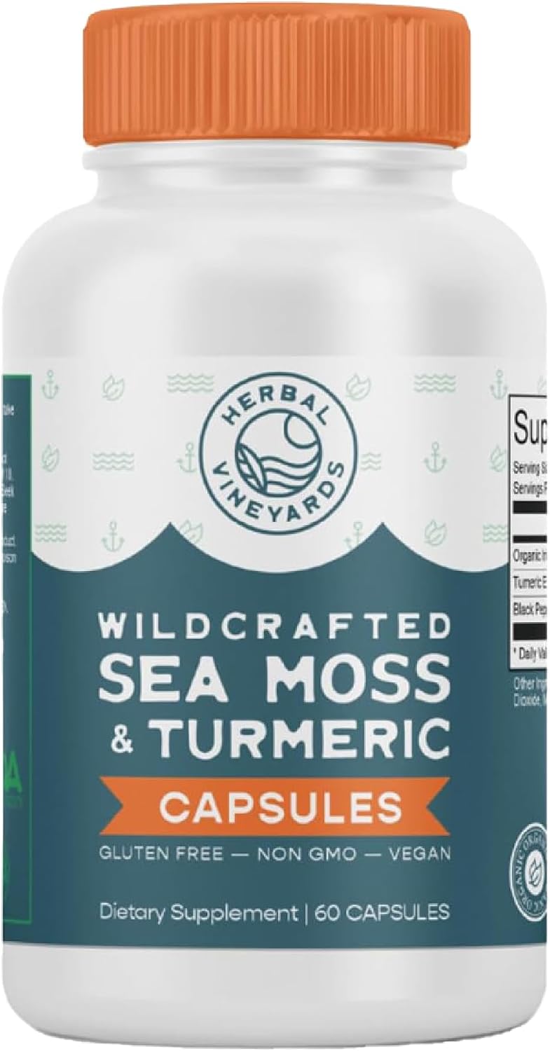 Herbal Vineyards Organic Wildcrafted Vegetable Capsules - Irish Sea Moss, Bladderwrack, and Burdock Root - 1500mg, 60 Capsules - görsel 9