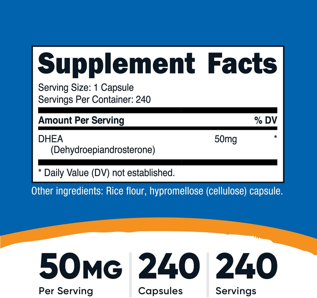 Nutricost DHEA 50mg, 240 Capsules - Gluten-free, Soya-free, Non-GMO - görsel 2