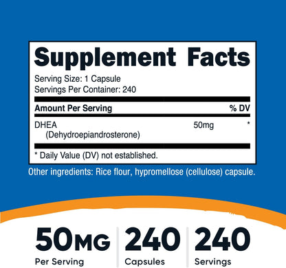 Nutricost DHEA 50mg, 240 Capsules - Gluten-free, Soya-free, Non-GMO