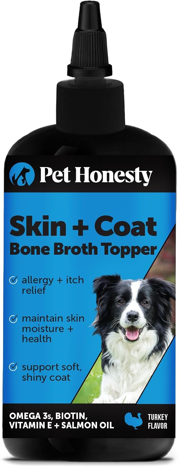 Pet Honesty Dog Skin and Coat Supplement with Salmon Oil - Food Topper with Bone Broth, Collagen, Biotin & Vitamin E (355 ml) - görsel 1