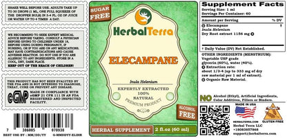 Herbal Terra LLC Elecampane (Inula Helenium) Glycerite, Alcohol-Free Liquid Extract, 2 oz