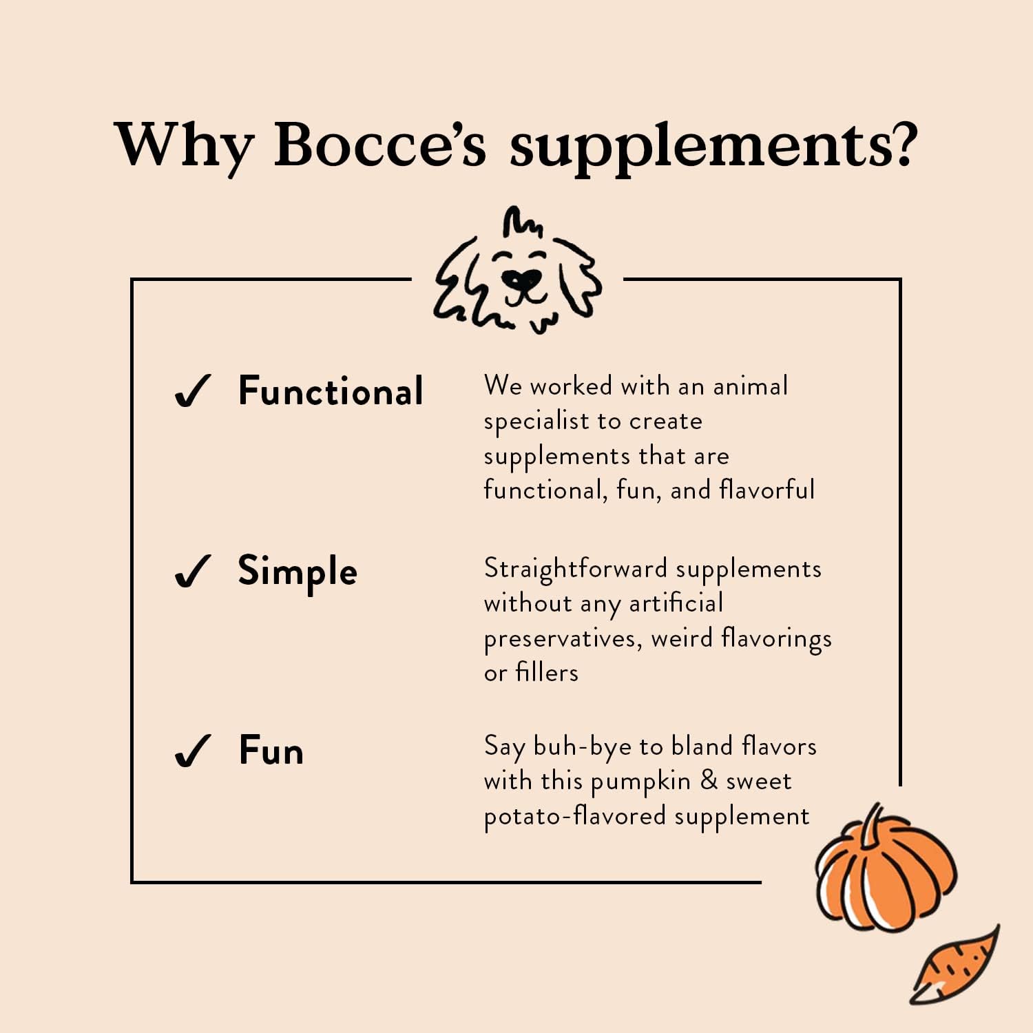 Bocce's Bakery Probiotic Supplement for Dogs, Daily Chews, Made in The USA with 7 Strains of Probiotics, Supports Digestion, Pumpkin & Sweet Potato, 60 ct - görsel 7