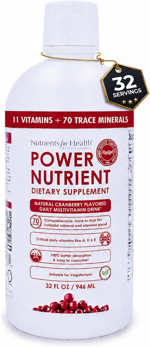 Rawleigh Power Nutrient Liquid Multivitamin – Daily Vitamin & Trace Mineral Supplement, Cranberry Flavour, 946 ml - görsel 1