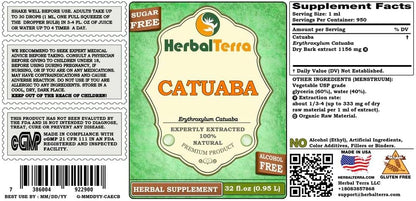 HerbalTerra Catuaba Glycerite - Alcohol-Free Liquid Extract, 32 fl oz (0.95 L)