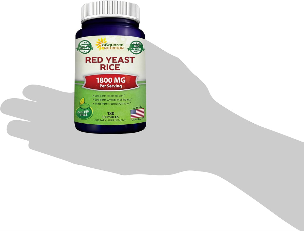 aSquared Nutrition Red Yeast Rice 1800mg - Food Supplement Vegan Capsules to Help Maintain Normal Cholesterol Levels - 180 Veggie Capsules - görsel 9