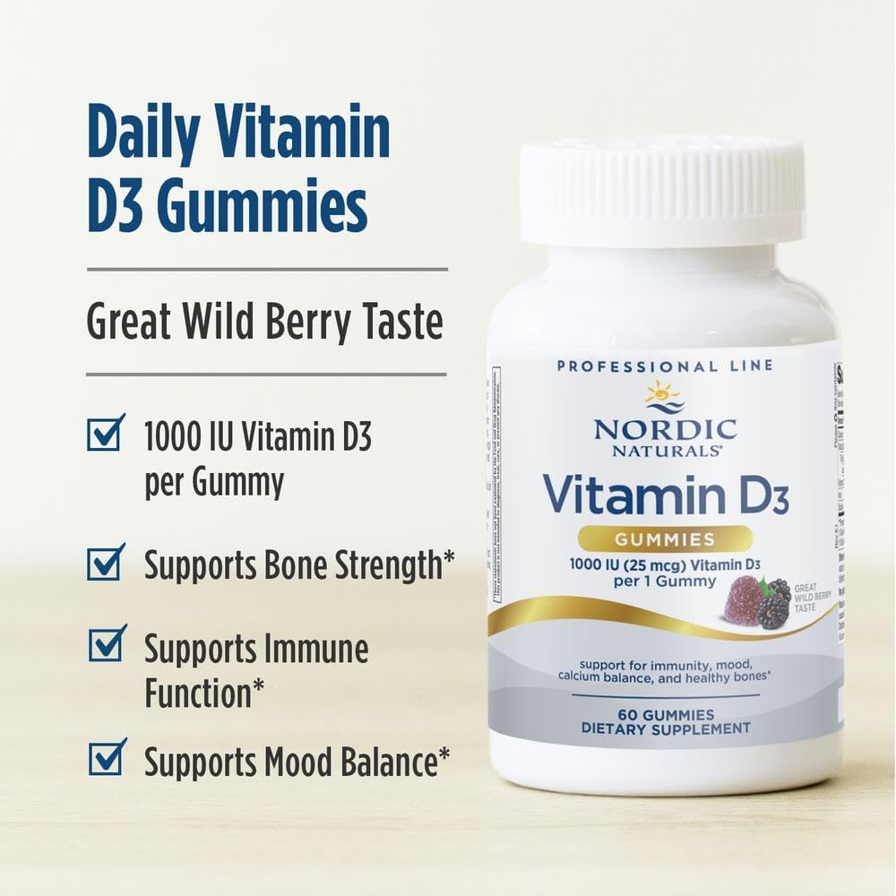 Nordic Naturals Pro Vitamin D3 Gummies, Wild Berry - 60 Gummies - görsel 3
