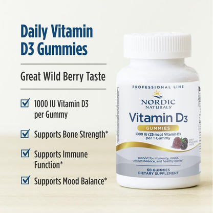 Nordic Naturals Pro Vitamin D3 Gummies, Wild Berry - 60 Gummies