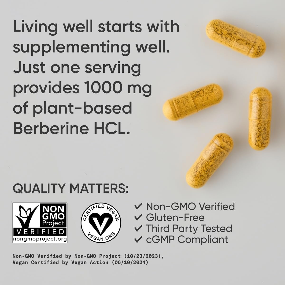 Sports Research Berberine - Herbal Ayurvedic Metabolic Support - 1000 mg - 60 Capsules - Vegan, Gluten-Free, Non-GMO - görsel 4