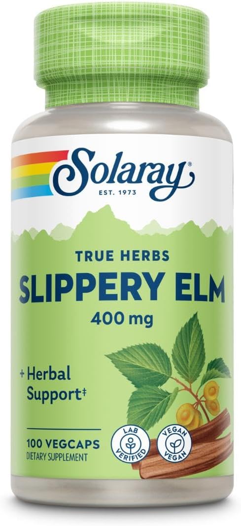 Slippery Elm Bark 400mg Solaray 100 Caps, 2 Pack - görsel 1