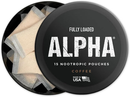 Fully Loaded Alpha Nootropic Pouches (Coffee Flavour) – 5 Tins, 75 Pouches