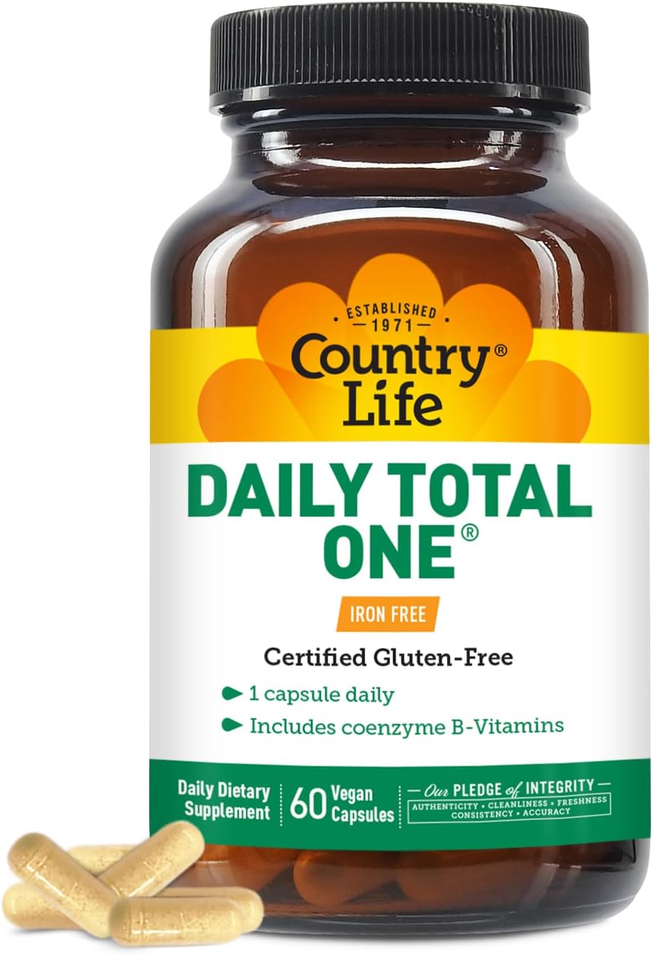 Country Life Daily Total One Multivitamin, Iron Free, Once a Day, 60 Vegan Capsules - görsel 1