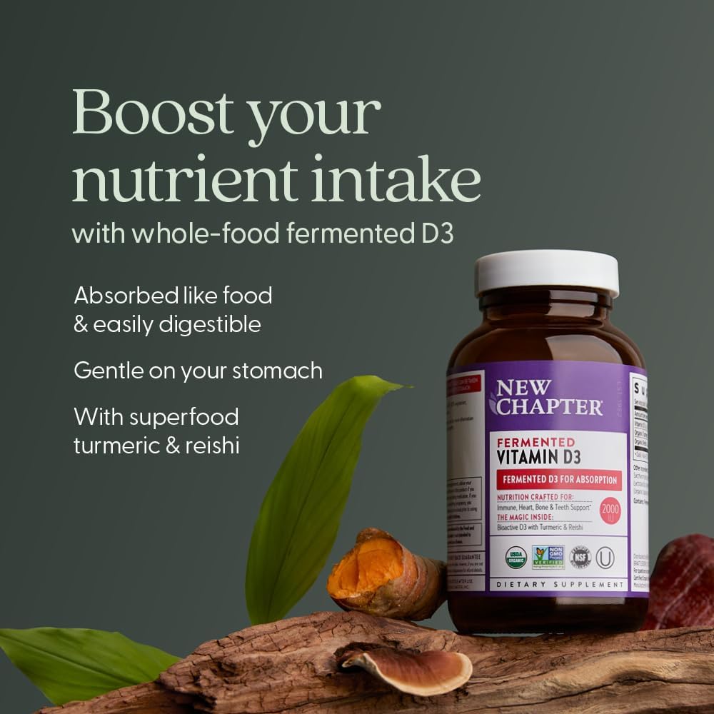 New Chapter Fermented Vitamin D3 2,000 IU – Organic, One Daily with Turmeric & Reishi Mushroom - görsel 3