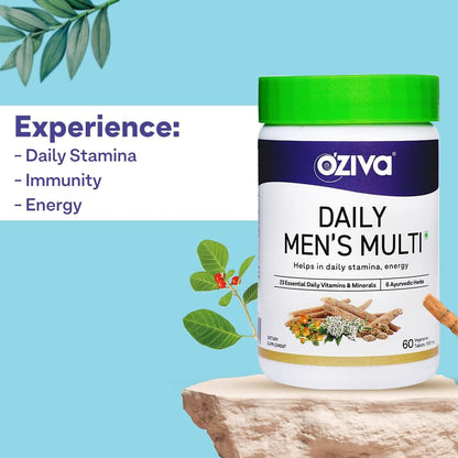 OZIVA Daily Men’s Multivitamin with Ashwagandha & 23 Minerals – 60 Veg Capsules