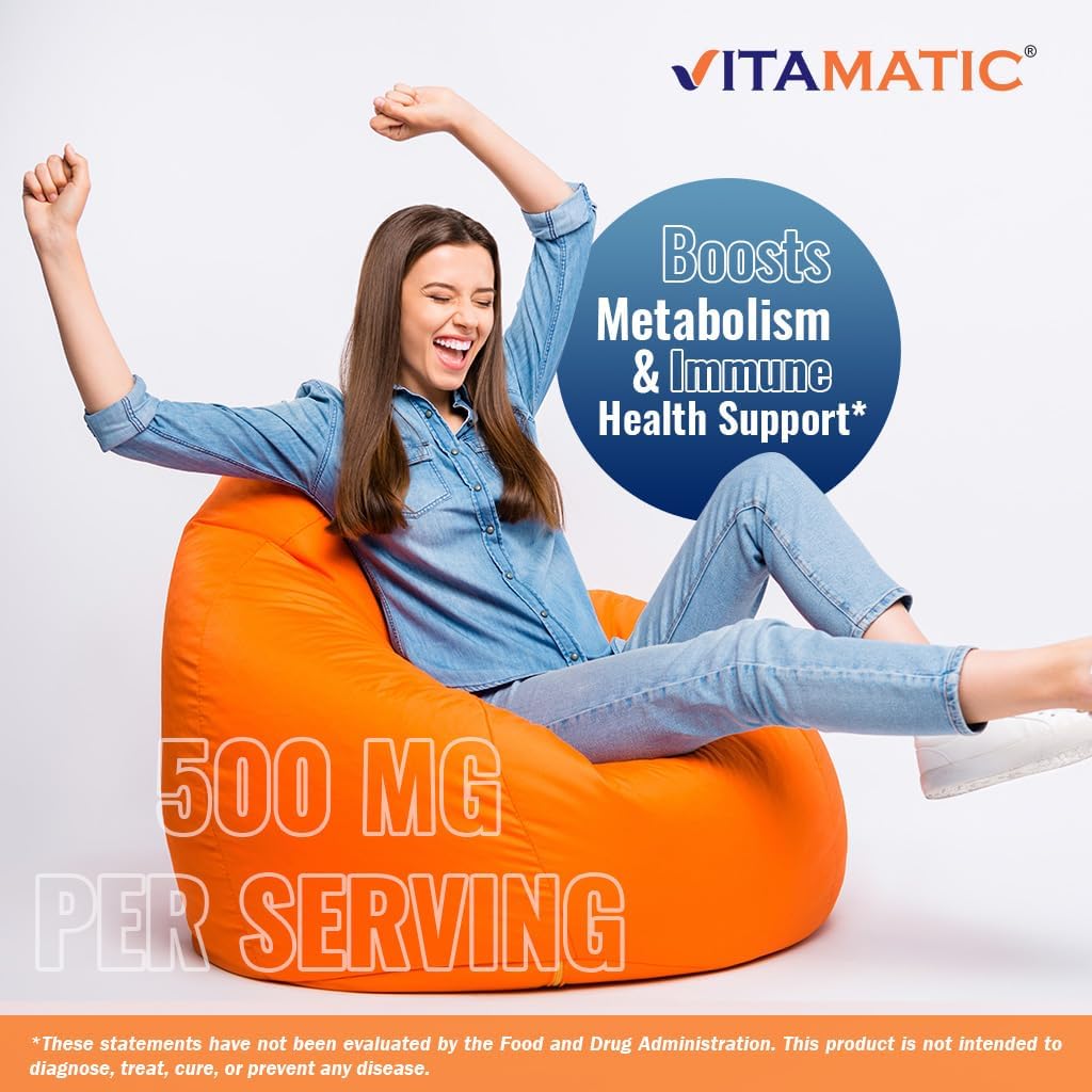 Vitamatic Vitamin B6 (Pyridoxine HCl) 500 mg – 120 Vegetarian Tablets - görsel 7