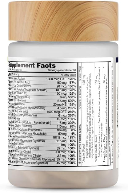 Snap Supplements Men's Multivitamin – Daily Vitamins and Minerals for Energy and Immune Support, 60 Capsules