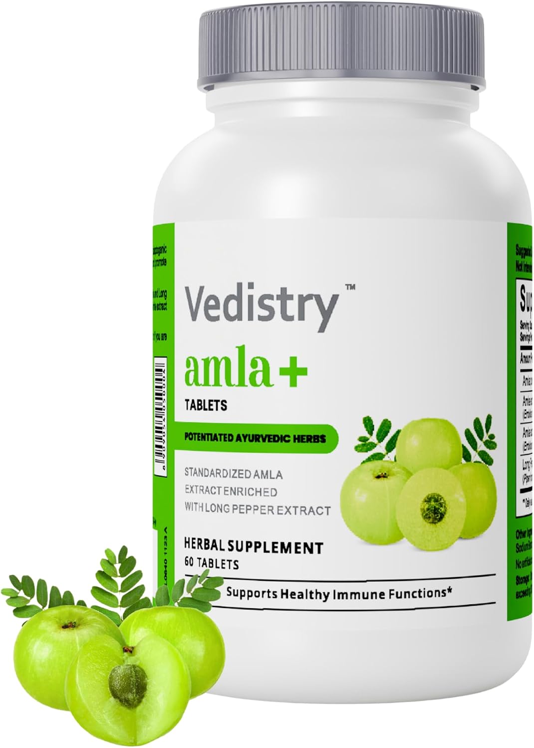 Vedistry Amla Supplement 1100mg - Indian Gooseberry with Long Pepper for Immunity & Energy - 60 Tablets - görsel 1