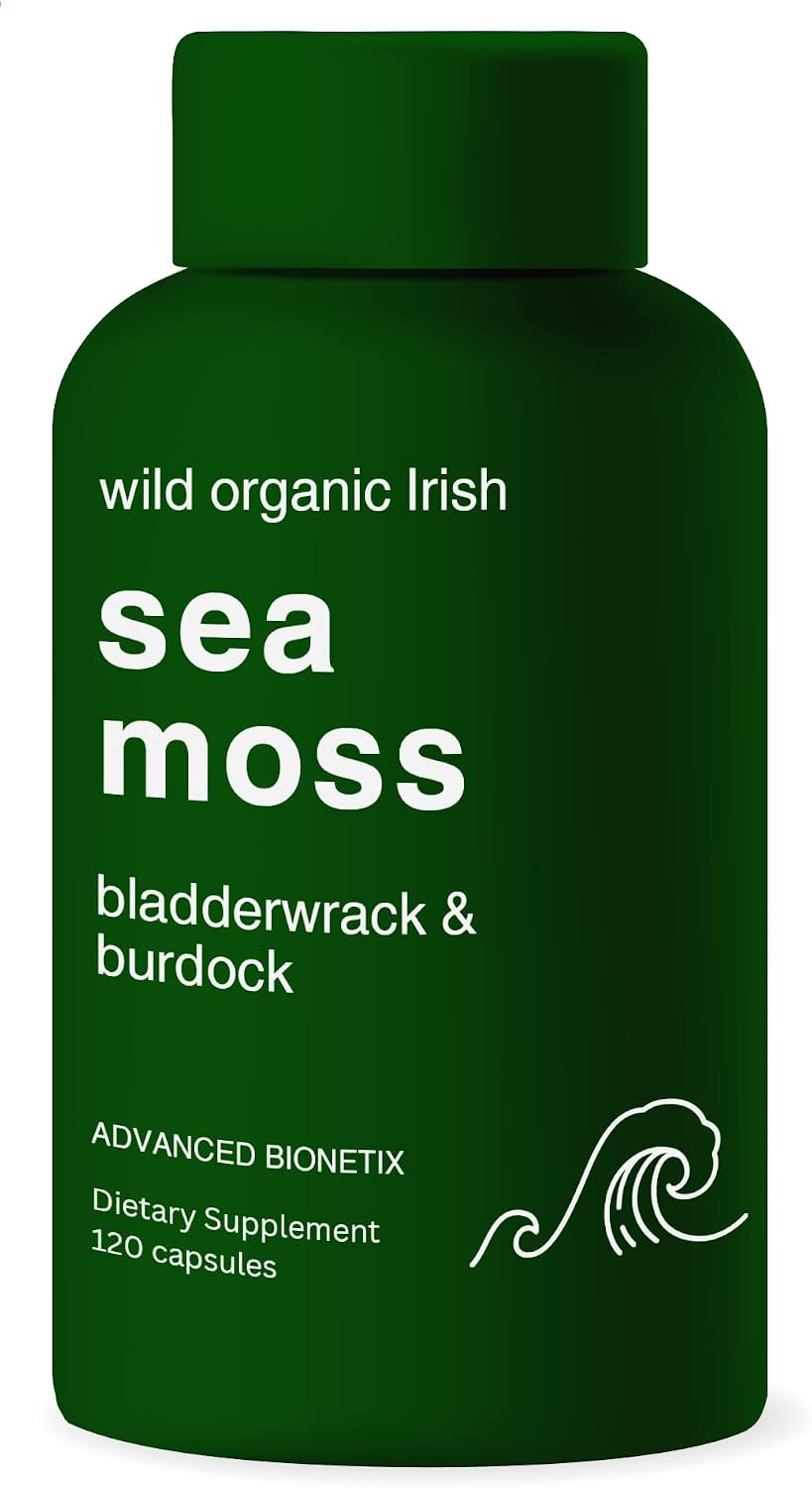 Advanced Bionetix Organic Irish Sea Moss Capsules with Bladderwrack and Burdock Root - 120 Capsules - görsel 1