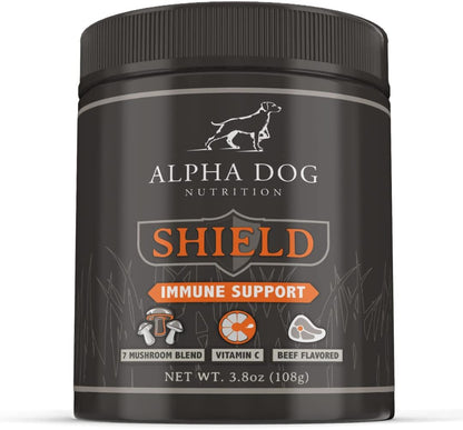 Shield Allergy Immune Support Supplement for Small Breed Dogs - 7 Mushroom Complex with Vitamin C, 108g