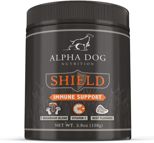 Shield Allergy Immune Support Supplement for Small Breed Dogs - 7 Mushroom Complex with Vitamin C, 108g