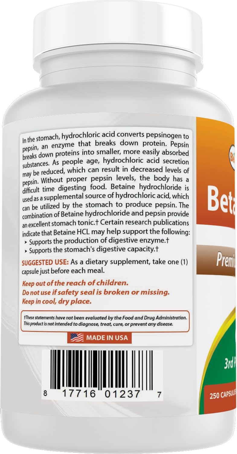Best Naturals Betaine HCL 648 mg - 250 – Third-Party Testing: Best Naturals Betaine HCL is third-party lab tested – Image 7