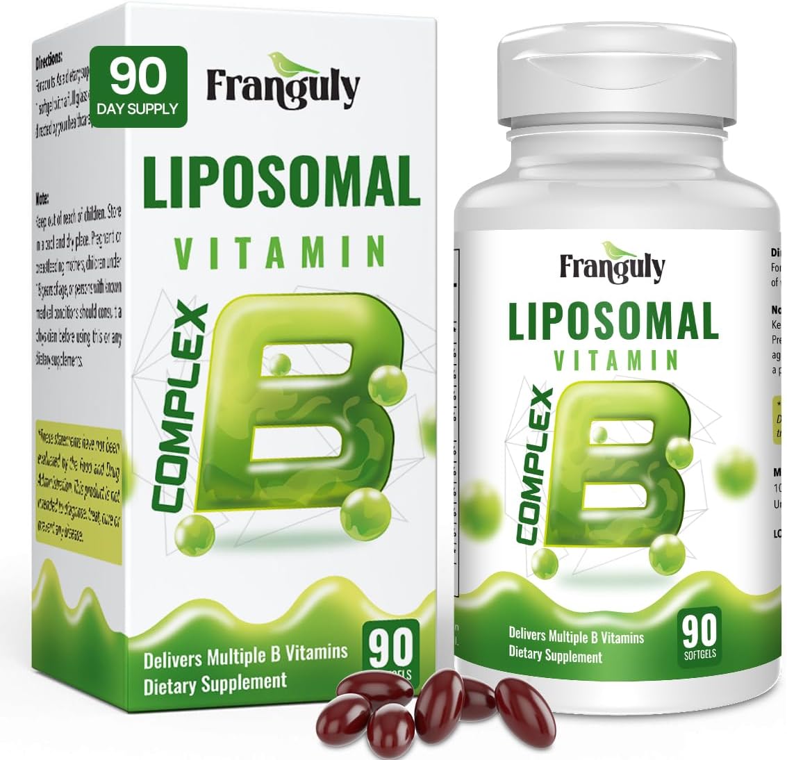 Liposomal B Complex for High Absorption - Methylated B12, L-Methylfolate (5-MTHF), Full Active B Vitamins with Choline & Inositol - Energy, Metabolism, Brain & Heart Support - Vegan, Non-GMO, 3 Month Supply - görsel 1