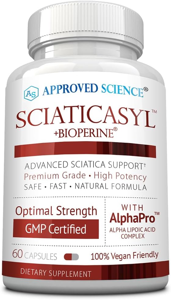 Approved Science Sciaticasyl - Optimal Sciatic Nerve Support - B Vitamins, Magnesium, Alpha-Lipoic Acid, BioPerine - Vegan - 60 Capsules - görsel 1