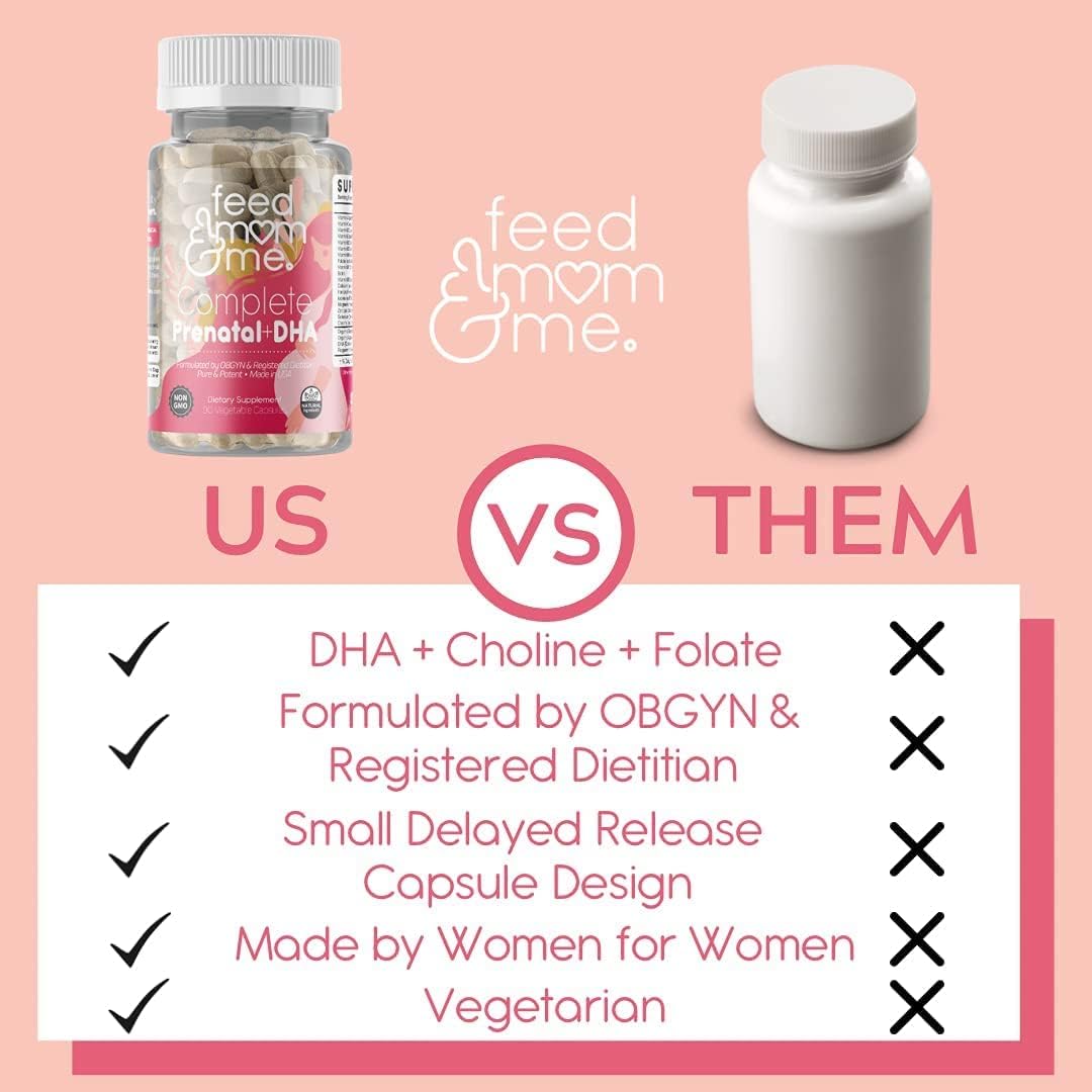 Feed Mom & Me Prenatal Vitamin + DHA - 22 Vitamins & Minerals for Baby’s Development & Mum's Nourishment, 30-Day Supply - görsel 6