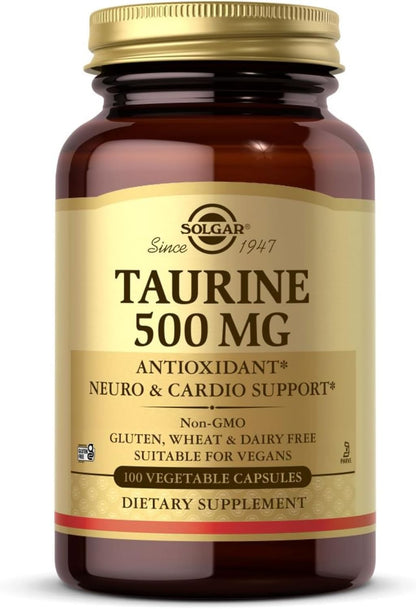 Solgar Taurine 500 mg Vegetable Capsules – 100 Capsules