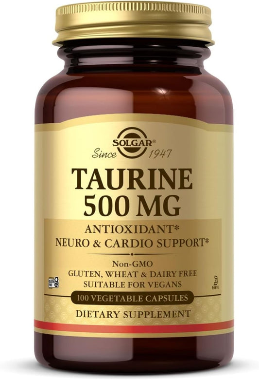 Solgar Taurine 500 mg Vegetable Capsules, 100 Count