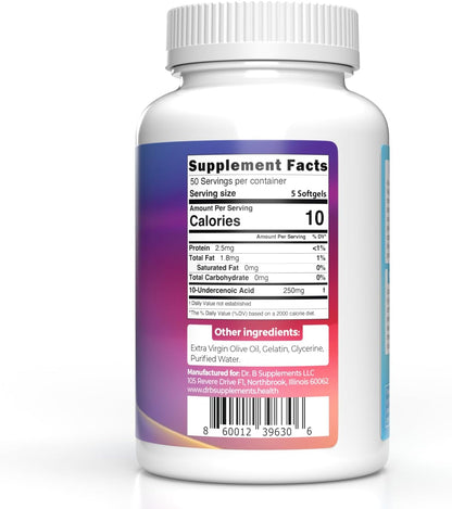 Undecylenic Acid 250 mg Soft gel capsules, 250 Count