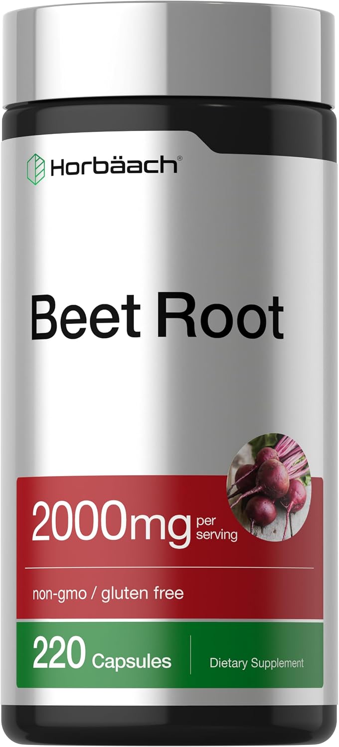 Horbäach Beet Root Powder Capsules | 220 Capsules | Non-GMO & Gluten-free - görsel 1