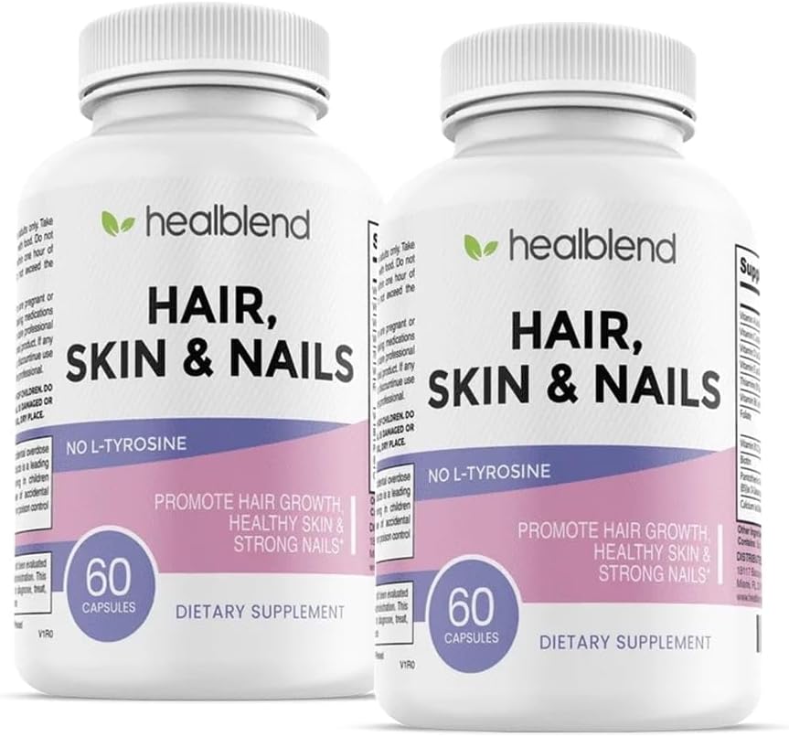 healblend Hair Skin and Nails Vitamins for Women with Biotin 5000 mcg, Iron and Manganese | Vegan, Non-GMO | 60 Capsules (2) - görsel 1